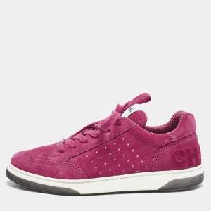 Chanel Fuchsia Suede Skateboard Sneakers Size 40