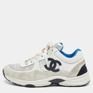 Pre Owned Chanel Multicolor Suede and Leather CC Low Top Sneakers Size 38.5