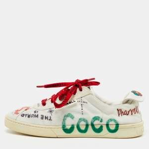 Chanel x Pharrell Multicolor Graffiti Canvas Low Top Sneakers Size 38