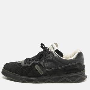Chanel Black Leather and Nylon CC Low Top Sneakers Size 41