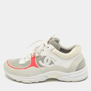 Chanel Multicolor Leather and Suede Low Top Sneakers Size 38