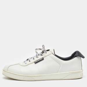 Chanel White/Black Leather CC Weekender Low Top Sneakers Size 41