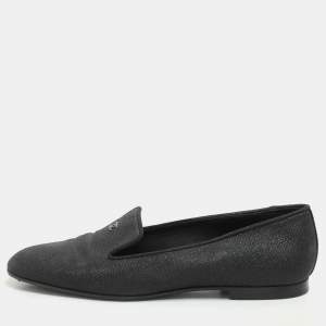 Chanel Black Lame Fabric CC Moccasins Size 39