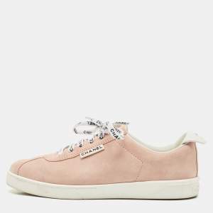 Chanel Pink Suede Weekender Low Top Sneakers Size 39