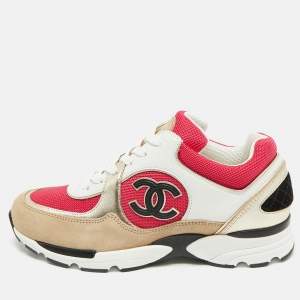 Chanel Multicolor Leather and Mesh CC Low Top Sneakers Size 37.5