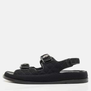 Chanel Black Mesh Dad Slingback Sandals Size 41.5