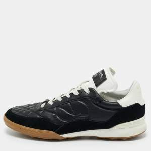 Pre Owned Chanel White/Black Perforated Leather And Suede CC Low Top Sneakers Size 39