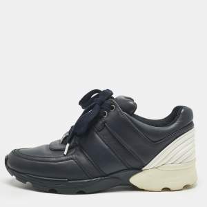 Pre Owned Chanel Black Leather CC Low Top Sneakers Size 37
