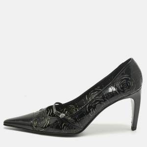 Pre Owned Chanel Black Patent Leather Pumps Size 38