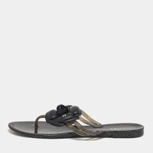 Pre Owned Chanel Two Tone  Jelly Camellia Thong Sandals Size 39