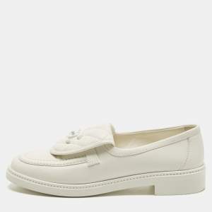 Pre Owned حذاء لوفر شانيل جلدي مبطن أرجواني سي سي بقفل دوراني حجم 36.5