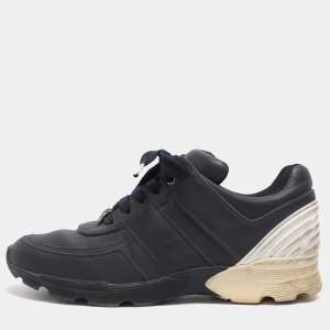 مملوكة مسبقًا Chanel CC Size 38 Navy Blue/White Leather Low Top Sneakers