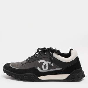 مملوكة مسبقًا Chanel CC Size 39 Grey/Black Nylon and Suede Low Top Sneakers