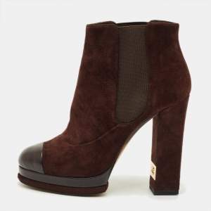 مملوكة مسبقًا Chanel Size 39 Brown/Black Leather and Suede Ankle Length Boots