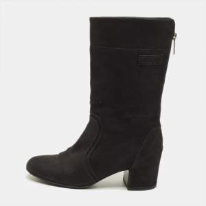 مملوكة مسبقًا Chanel Size 39 Black Nubuck Leather Ankle Length Boots