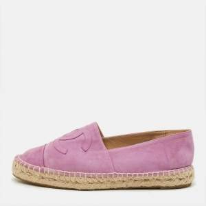 مملوكة مسبقًا Chanel CC Size 39 Purple Suede Espadrille Flats