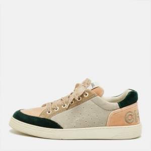 Pre Owned حذاء رياضي شانيل مخمل متعدد الألوان رباط علوي مقاس 39