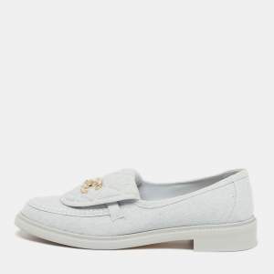 مملوكة مسبقًا Chanel CC Turnlock Size 40 Grey Denim Loafers