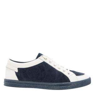 مملوكة مسبقًا Chanel Blue/White Suede Leather CC Low Top Sneakers Size 37
