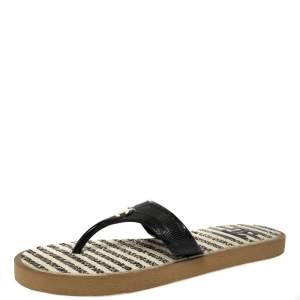 مملوكة مسبقًا Chanel Black Jelly CC Thong Sandals Size 38