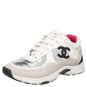 مملوكة مسبقًا Chanel Multicolor Suede And Leather CC Low Top Sneakers Size 39