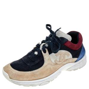مملوكة مسبقًا Chanel Multicolor Suede CC Low Top Sneakers Size 40.5