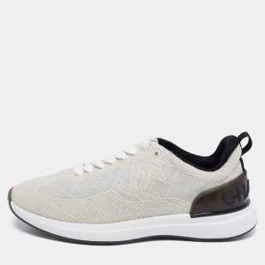Pre Owned Chanel White/Black Mesh And Fabric Low Top Sneakers Size 37.5 