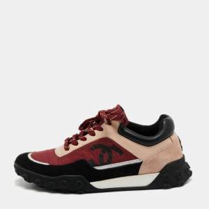 Pre Owned Chanel Multicolor Suede and Nylon CC Sneakers Size 37.5
