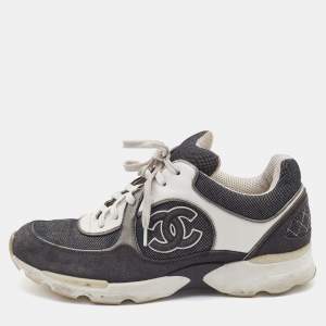 Chanel Multicolor Leather and Fabric CC Interlocking Logo Low Top Sneakers Size 37.5