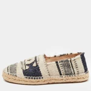 Chanel Tricolor Tweed CC Espadrille Flats Size 36