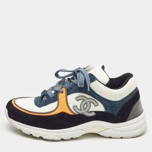 Chanel Multicolor Suede and Fabric CC Sneakers Size 37