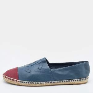 Chanel Blue/Red CC Cap Toe Espadrille Flats Size 38