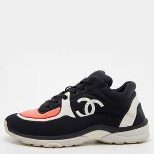 Chanel Tri Color Neoprene CC Low Top Sneakers Size 38