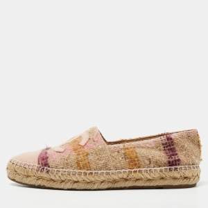 Chanel Multicolour Tweed and Leather CC Espadrille Flats Size 39