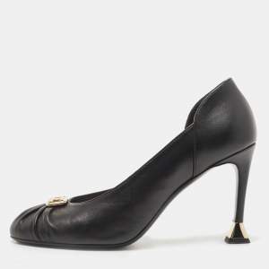 Pre Owned Chanel Black Leather CC D'orsay Pumps Size 38