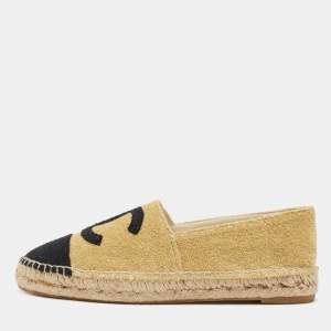 Chanel Gold/Black Lurex Fabric CC Cap Toe Espadrille Flats Size 41