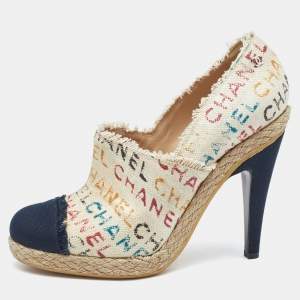 Pre Owned Chanel Multicolor Monogram Toile Canvas Espadrille Pumps Size 41.5