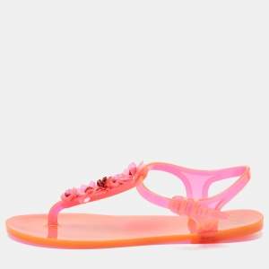 Chanel Orange Jelly Ankle Strap Sandals Size 39