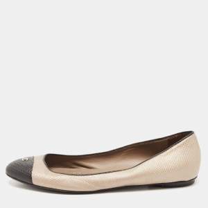 Chanel Brown/Black Leather CC Ballet Flats Size 42