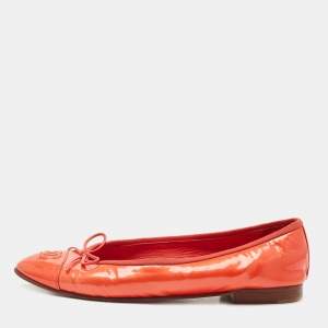 Chanel Red Patent CC Ballet Flats Size 41
