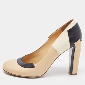 Chanel Tricolor Leather CC Round Toe Pumps Size 39.5