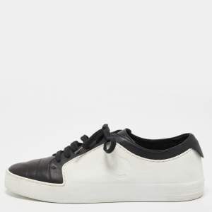 Pre Owned Chanel Black/White Rubber and Leather CC Low Top Sneakers Size 41