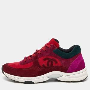 Chanel Multicolor Suede CC Low Top Sneakers Size 41