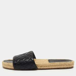 Chanel Black Quilted Leather CC Espadrille Flats Size 40