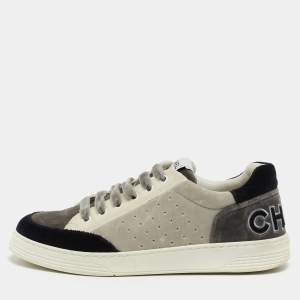 Chanel Tricolor Velvet Low Top Sneakers Size 38