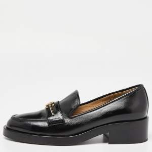 Pre Owned Chanel Black Leather CC Loafers Size 38