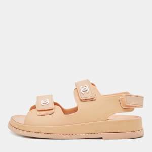 Chanel Beige Rubber Dad Slingback Sandals Size 38
