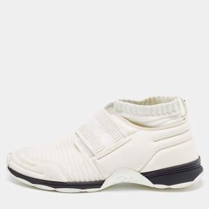 Chanel White Fabric Stretch CC Sock Sneakers Size 41