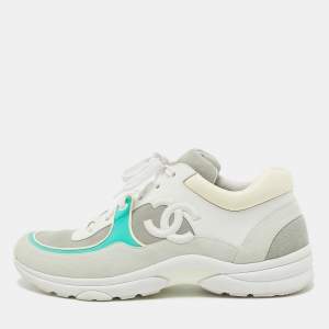 Chanel Multicolor Fabric and Suede CC Low Top Sneakers Size 40.5