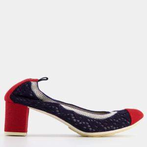 Chanel Navy and Red Crochet Heel Size EU 39.5